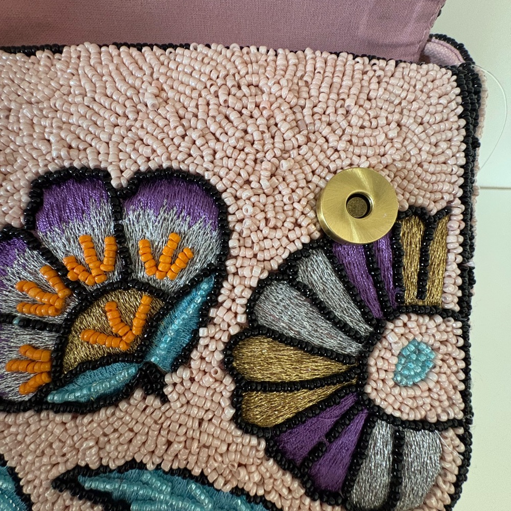 Floral Beaded Shoulder Bag NWT America And Beyond Sparkly Springy Intricate - Picture 11 of 16